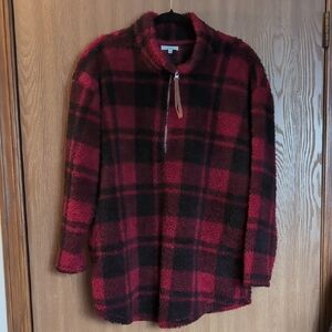 Maurices Red and Black Fleece Pullover